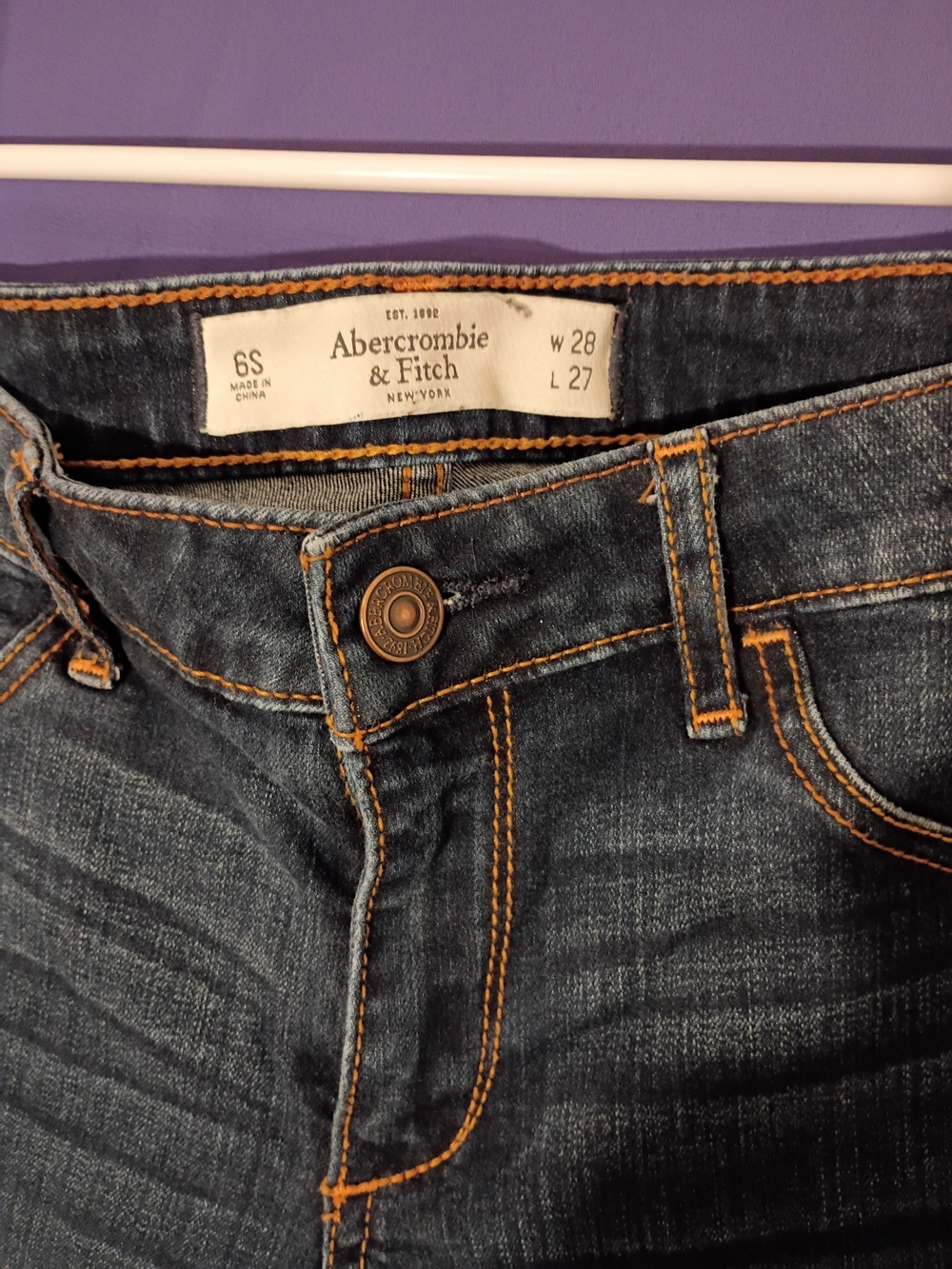Abercrombie & Fitch Dark Wash Jeans with Contrast Stitching